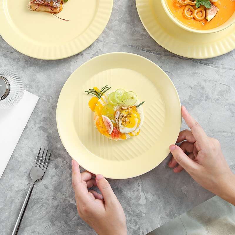 Vajilla de cerámica en relieve de campo de trigo creativo ins Vajilla para el hogar transfronteriza nórdica Tazón de arroz de cerámica Vajilla