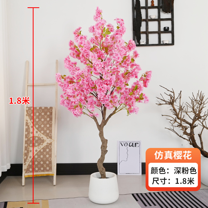Simulación de árboles de cerezo en maceta decoración interior de ventanas de hotel paisajismo decoración de suelo diseño de boda árboles falsos flores simuladas