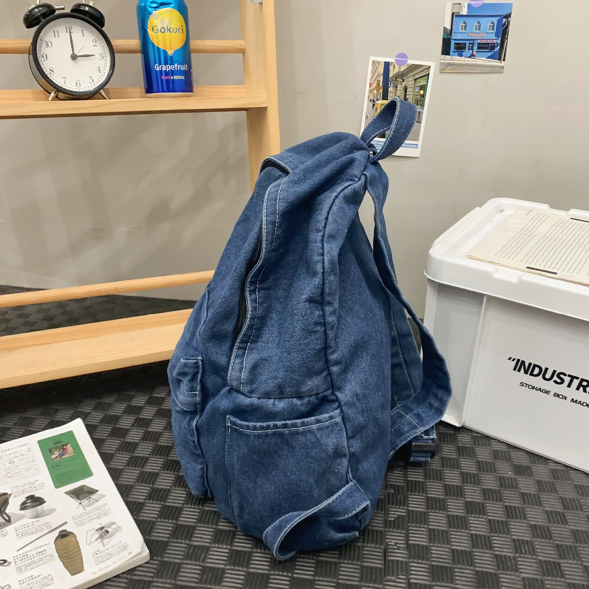 Mochila Mochila de mezclilla para estudiantes universitarios Mochila de gran capacidad para secundaria y preparatoria Mochila de viaje simple casual de moda al por mayor