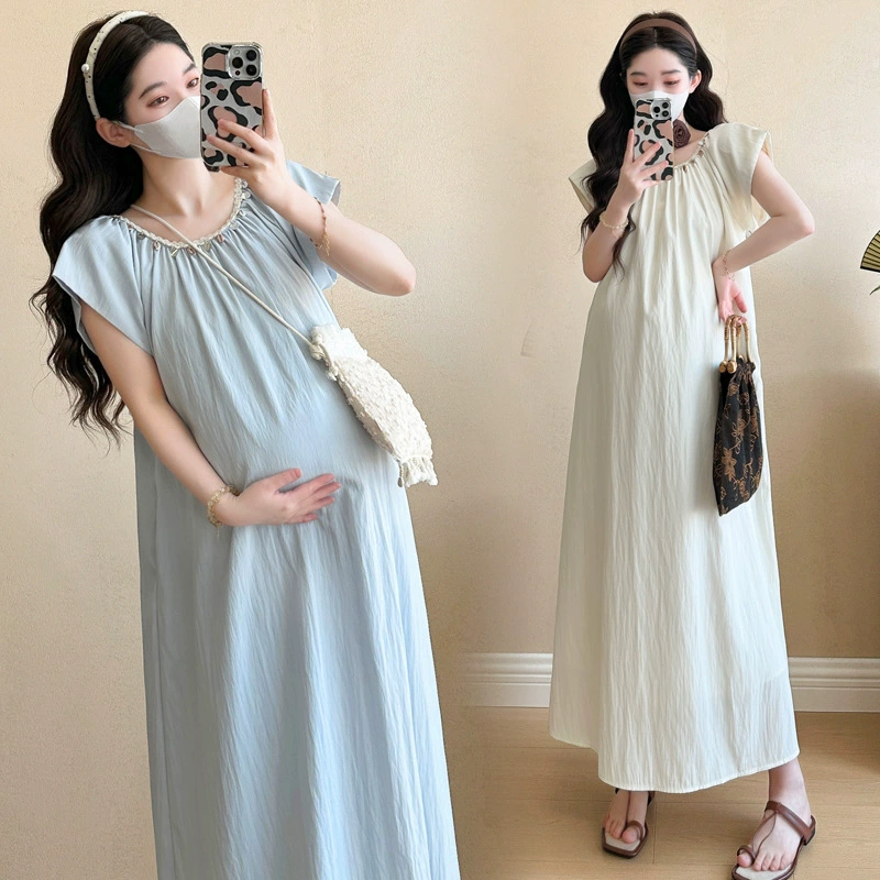 Летняя одежда для беременных, длинное платье для выхода, юбка, средней длины, западный стиль