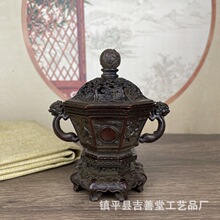仿古香炉双貔貅耳四方兽三层炉复古家居薰香炉装饰摆件