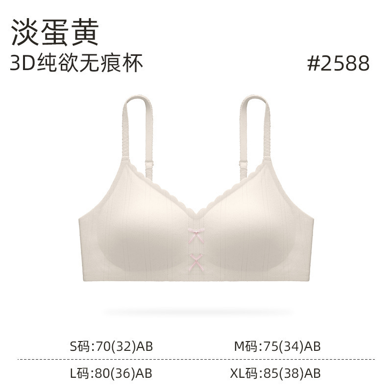 跨境无痕内衣女士小胸聚拢无钢圈收副乳防下垂蝴蝶结文胸夏季薄款|undefined
