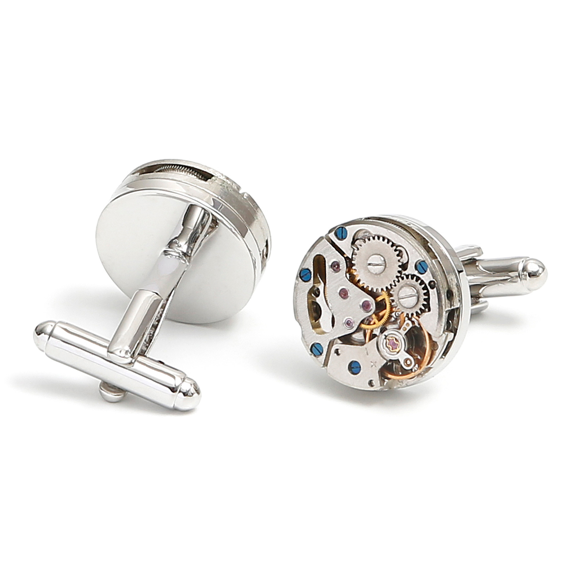 Gemelli da uomo, prodotto transfrontaliero più venduto, accessori per bottoni di camicia rotondi in argento a forma di ingranaggio di alta qualità, in_voghion.com