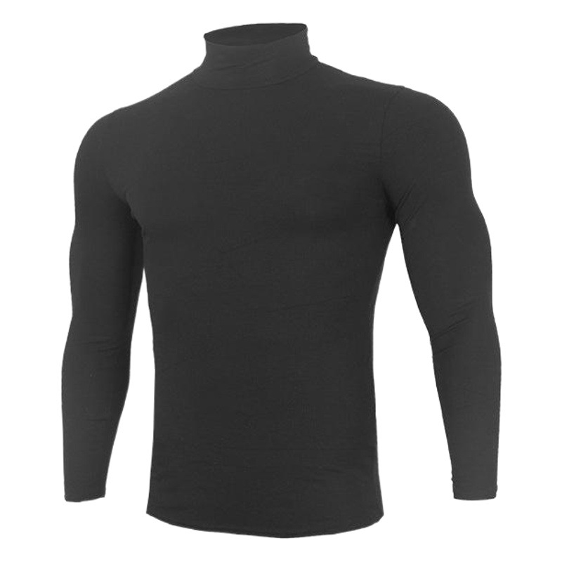 Muscle Brothers Autumn and Winter High Collar Long Sleeve Tight Clothes Men's Training T-shirt Foreign Trade Sports Fashion Brand Fitness Clothes