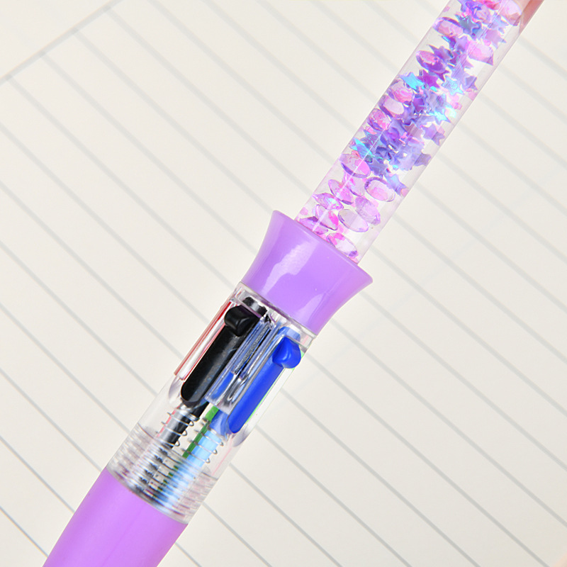 Caricatura creativa arena flotante bolígrafo de cuatro colores lindos estudiantes regalo herramientas de escritura bolígrafo de color al por mayor