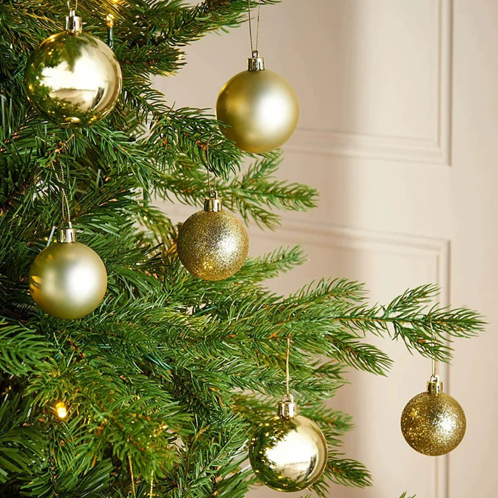 Christmas bauble set, plastic, 4 cm, 6 pcs per pack, silver/red/gold