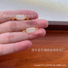 厂家批发 天然和田玉藕粉马鞍戒指  S925银镶嵌