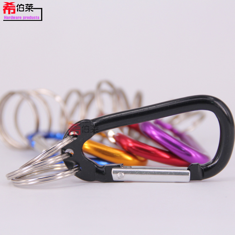 Hebrew aluminum alloy mountaineering buckle No. 6 D type 3 hole color hanging ring keychain outdoor camping backpack pendant hook