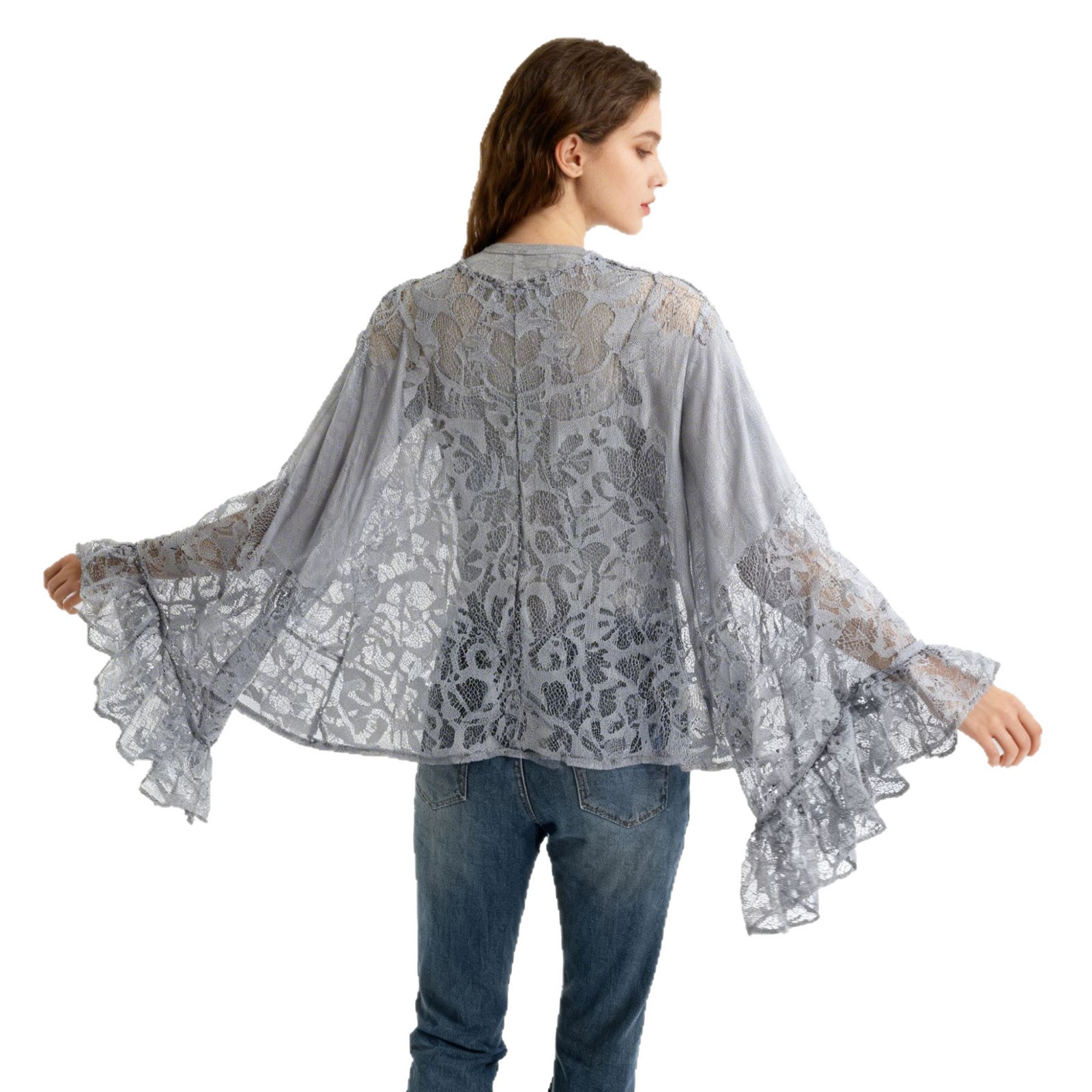 2026 primavera nueva moda europea y americana de encaje chal hueco ropa de protección solar bikini playa camisa