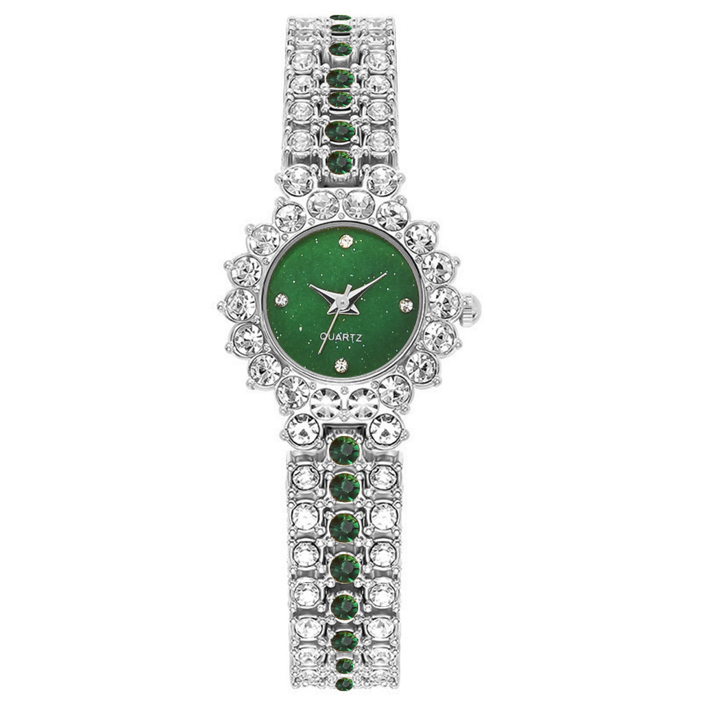 Montre classique à petit cadran avec ciel étoilé et diamants pour femme, ensemble de cinq pièces élégant et tendance de style coréen_voghion.com
