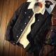 Winter Vintage Fleece Denim Jacket Men's Youth Korean Style Thickened Jacket Top Trendy Large Size Foreign Trade Cotton-padded Jacket