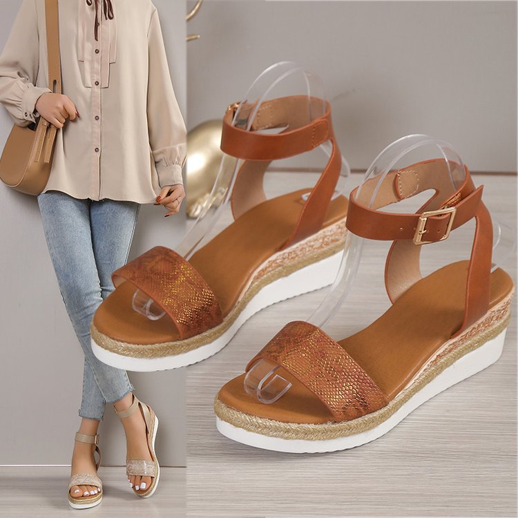 Women's Vintage Style Solid Color Open Toe Roman Sandals display picture 2