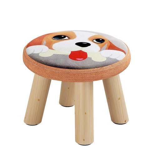 Small stool household solid wood leg round stool cute fabric children's zodiac low stool mushroom stool cartoon creative small stool