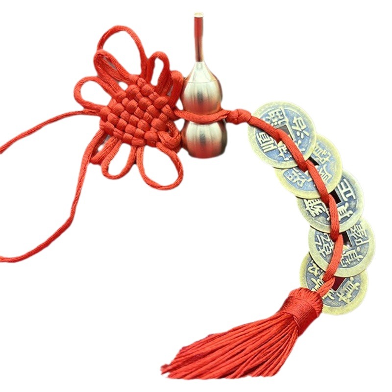 Brass gourd pure copper five Emperor money pendant Chinese Knot Tassel gourd can open up or open down factory wholesale