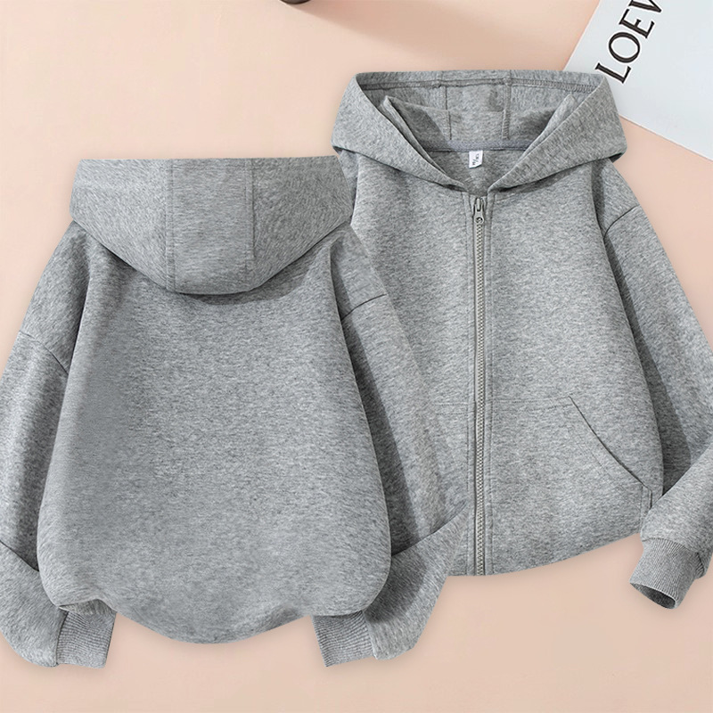Children's Clothing Boys' Jackets Kids' Cardigans Spring and Autumn Hooded Sportswear Girls' Trendy Fashionable Tops Printed Plain Version