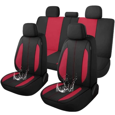 Universal Five-Seater Car Seat Cover, Pu Leather Full-Cover Cushion Cover, Suitable for All Seasons, Cross-Border Best-Selling Model (Universal seat cover) - red-nine-piece-set