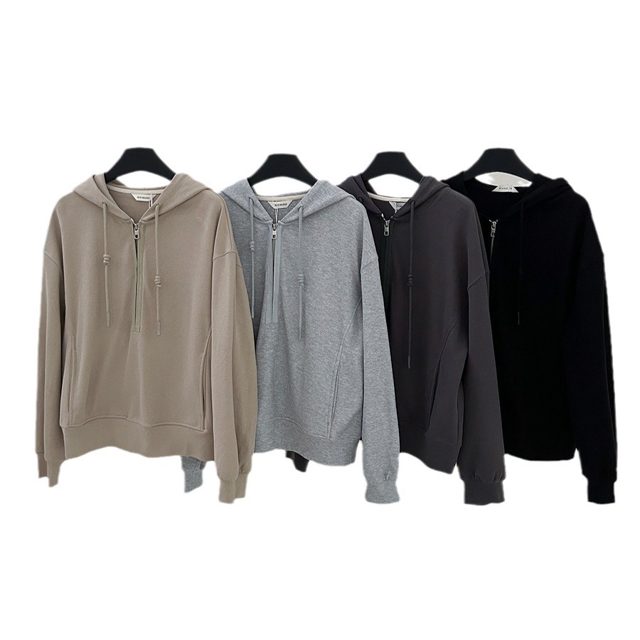 6UP 한국 스타일 가을과 겨울 후드 미니멀리스트 지퍼 땀 여성 광저우 13 라인 새로운 레트로 게으른 스타일 INS90022