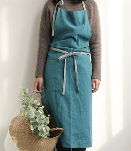 Cross-border large size apron women's summer new cotton and linen internet celebrity same style flower shop restaurant small fresh work clothes dropshipping