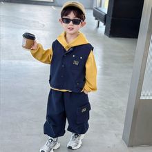 男童秋装套装2025款儿童工装三件套男孩衣服春秋季小童时髦韩版潮