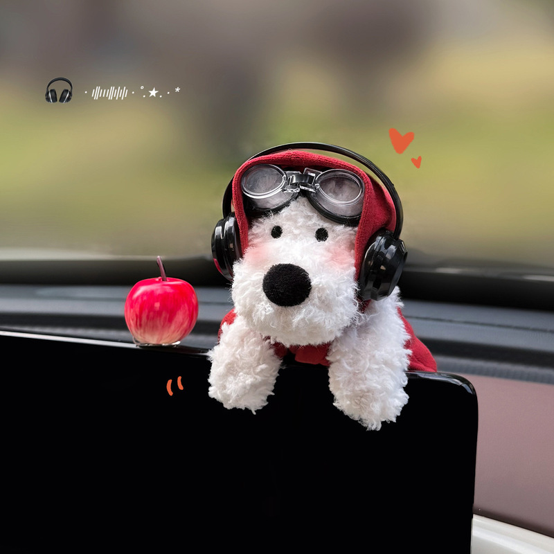 West Highland Car Ornaments, Car Interior Decorations, Dashboard Screen Lying down Plush Toy Puppy, Display Screen Decoration, Cute West Highland Car Ornaments, Car Interior Decorations, Dashboard Screen Lying down Plush Toy Puppy, Display Screen Decoration, Cute