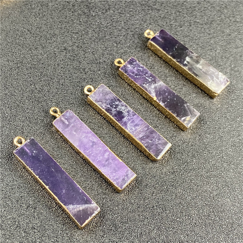 5g Weight Pendant Necklace Classification Polishing Design White, Purple Color Retro Rectangle Faceted Gemstone Wholesale Diy Material 10