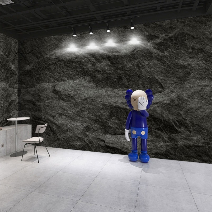 3D立体高级感岩石板壁纸石材石皮墙纸工业风店铺墙面装修背景墙布