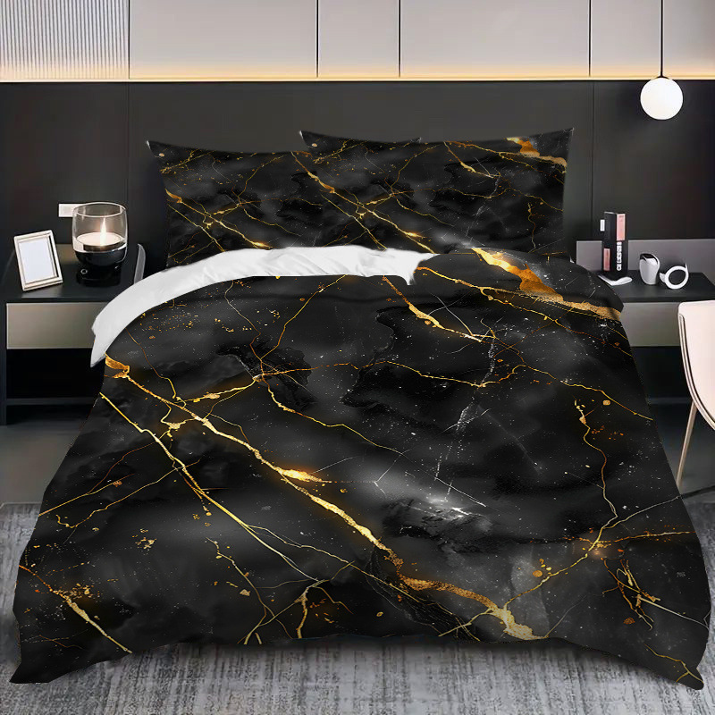 Transfronterizo tibetano azul oro mármol textura suave molienda impresión digital kit de colcha de tela se puede diseñar