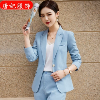 蓝色西装外套女春季2023新款职业装套装春秋气质小个子西服工作服