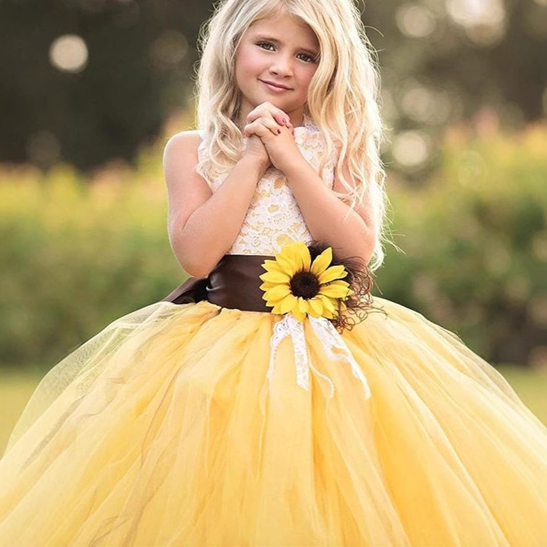 Girls Halter Neck Backless Princess Dress Children's Performance Flower Girl Wedding Gown Tutu Skirt Polyester【Pre-sale | Ships In 15 Days】_voghion.com