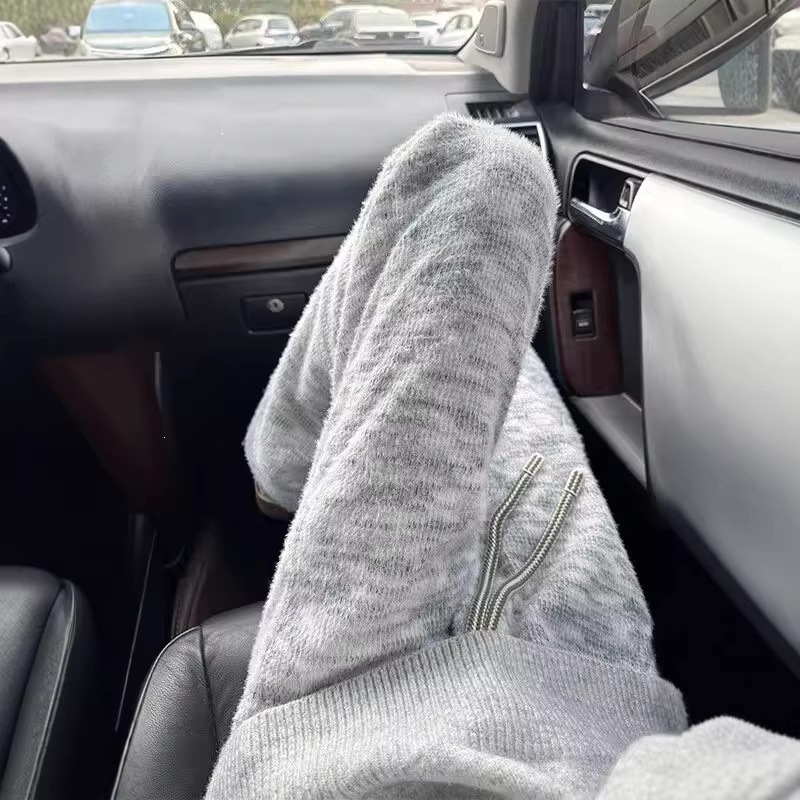 Pantalones teñidos de primavera y otoño para hombres, estilo americano perezoso, pantalones de punto de caballo de mar, pantalones de abrigo sueltos, pantalones casuales para hombres.