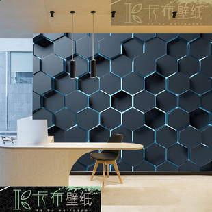 3D industrial style Technology sense geometric pattern wallpaper Internet coffee bar ktv office front desk background wall cloth wallpaper