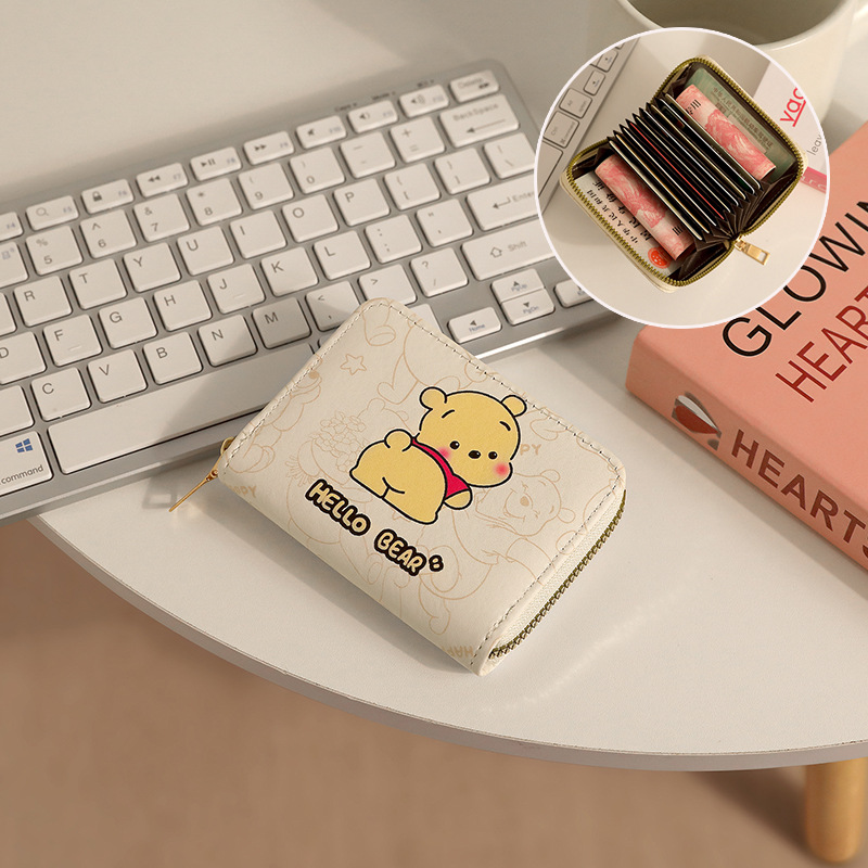 Cartoon multi tarjeta de gran capacidad mini cartera encantadora tarjeta de visita tarjeta de identificación tarjeta de licencia de conducir cubierta para mujeres