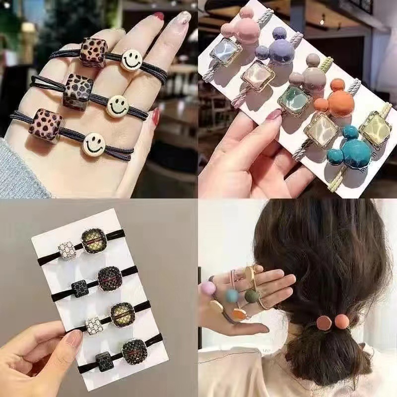 Korean Style Cherry Hair Rope Fashion Cyber Red Hair Ring Rubber Band Hair Rope Leather Headwear Female Adult Student Simple