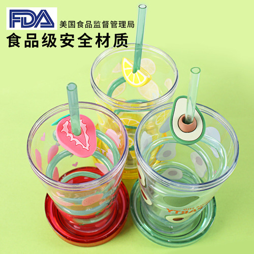 Summer Rotating Straw Cup Children's Plastic Water Cup Gift Cup Creative Summer On-the-go Cup