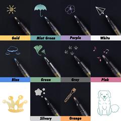 Colorful Metal Markers for Students DIY Album Notebook Glitter Pens 10-Piece Set