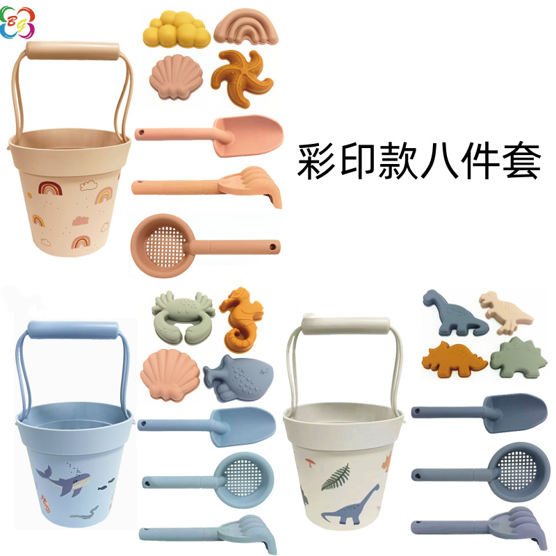 Juego de herramientas de silicona para niños para jugar en la arena, pala para la playa, molde de arena con modelo de animales de nieve, juguetes de playa