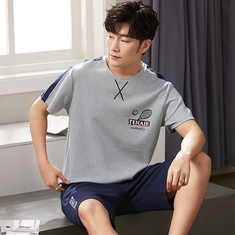 2022 verano nuevos hombres pijamas pantalones cortos de algodón de manga corta jersey de dos piezas ropa de abrigo casual de algodón ropa de casa