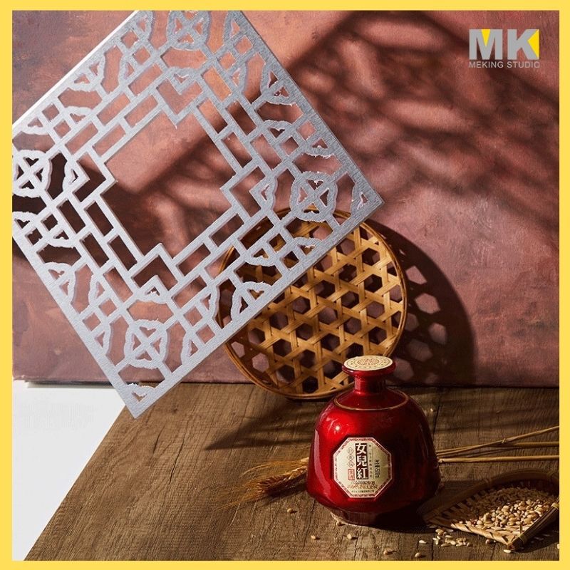 Retro Chinese style pane hollow contrast board photography background Board shooting props classical Chinese light and shadow projection board