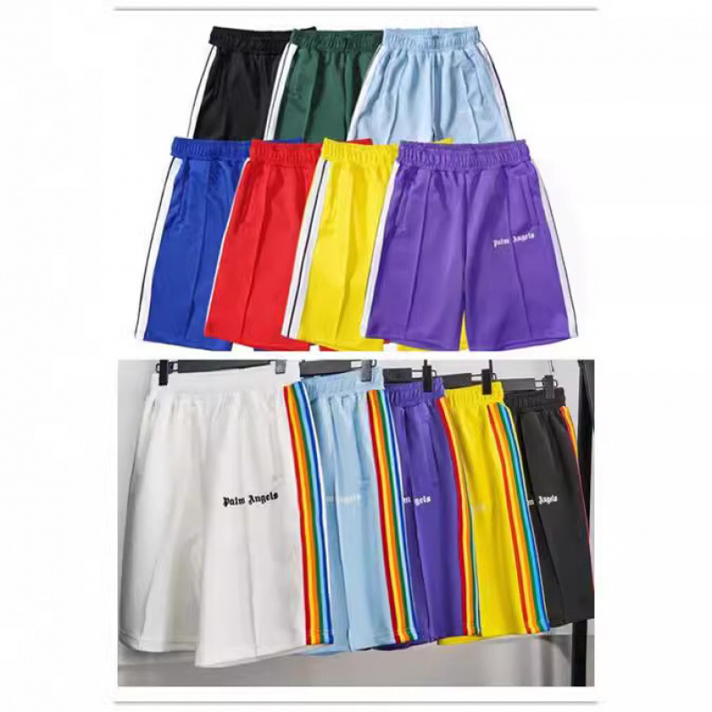 Wholesale Foreign Trade Palm Tree Retro Rainbow Striped Casual Shorts Couple Matching School Uniform Pants Dropshipping to Europe and America