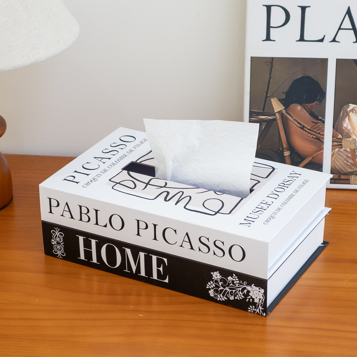 Decoración simple creativa de lujo caja de servillas de libros falsos sala de estar del dormitorio mesa de té decoración de escritorio caja de servillas