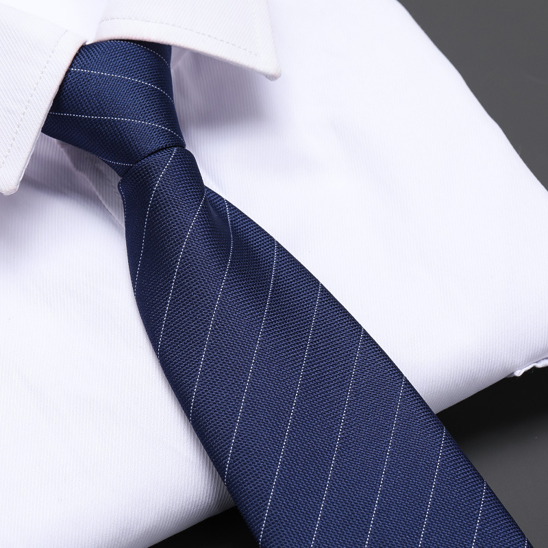 Men's Zipper Tie Blue Striped Professional Formal Wedding Necktie_voghion.com