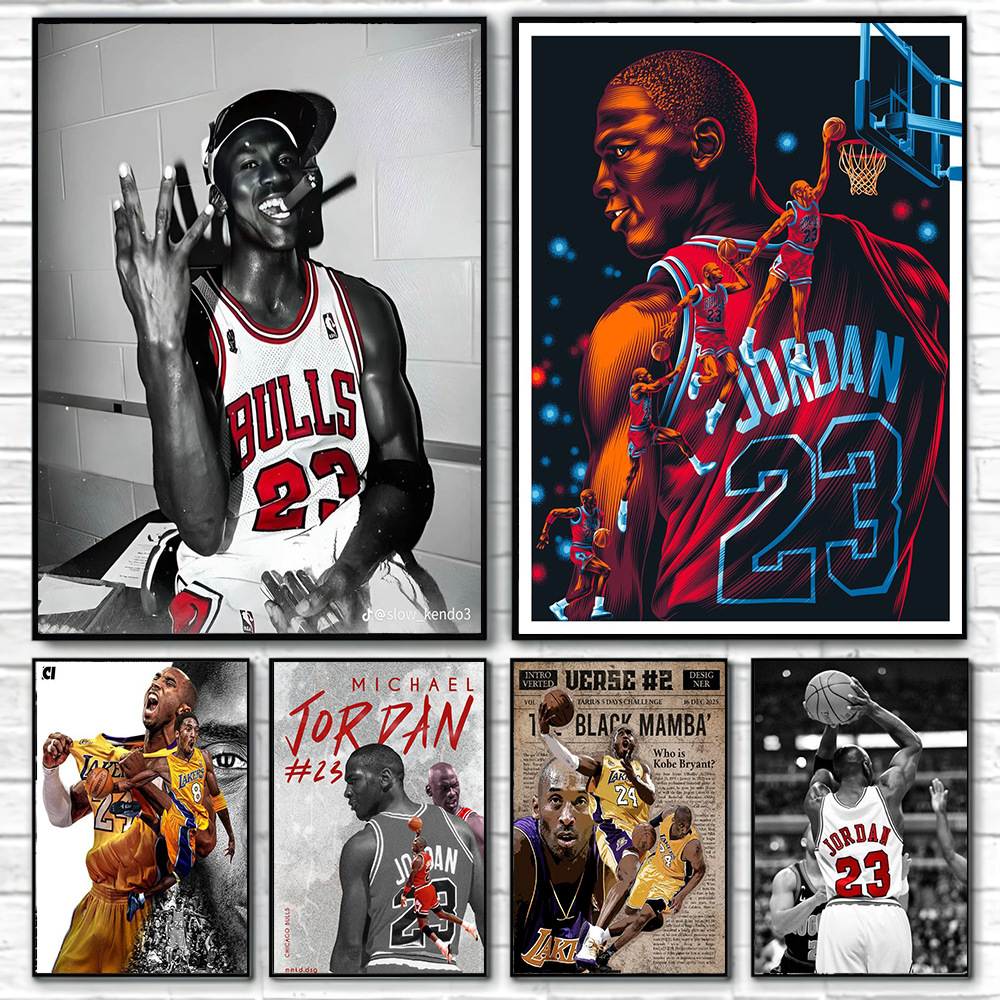 Cross-Border Famous Basketball Player Poster Basketball Kobe Bryant Canvas Poster Kidsren's Room Decoration Painting Frameless