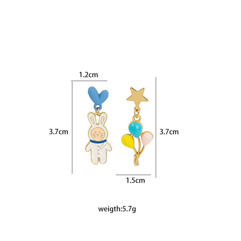 9g Weight Earrings Event & Party Supplies 1 Pair Cartoon Style Cat Asymmetrical Enamel Plating Alloy Drop Earrings