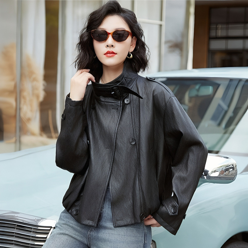小皮衣外套女短款2025秋季新款小个子立领气质酷飒风复古PU皮夹克