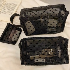 新型日韓少女ネット糸透明愛化粧バッグ洗面バッグ化粧ブラシ収納バッグ筆袋クロスボーダーメーカー