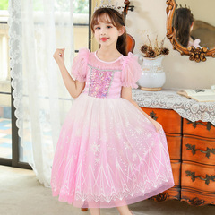 冰雪愛莎公主裙紗裙女童洋氣艾莎公主裙女寶寶萬聖節演出禮服裙