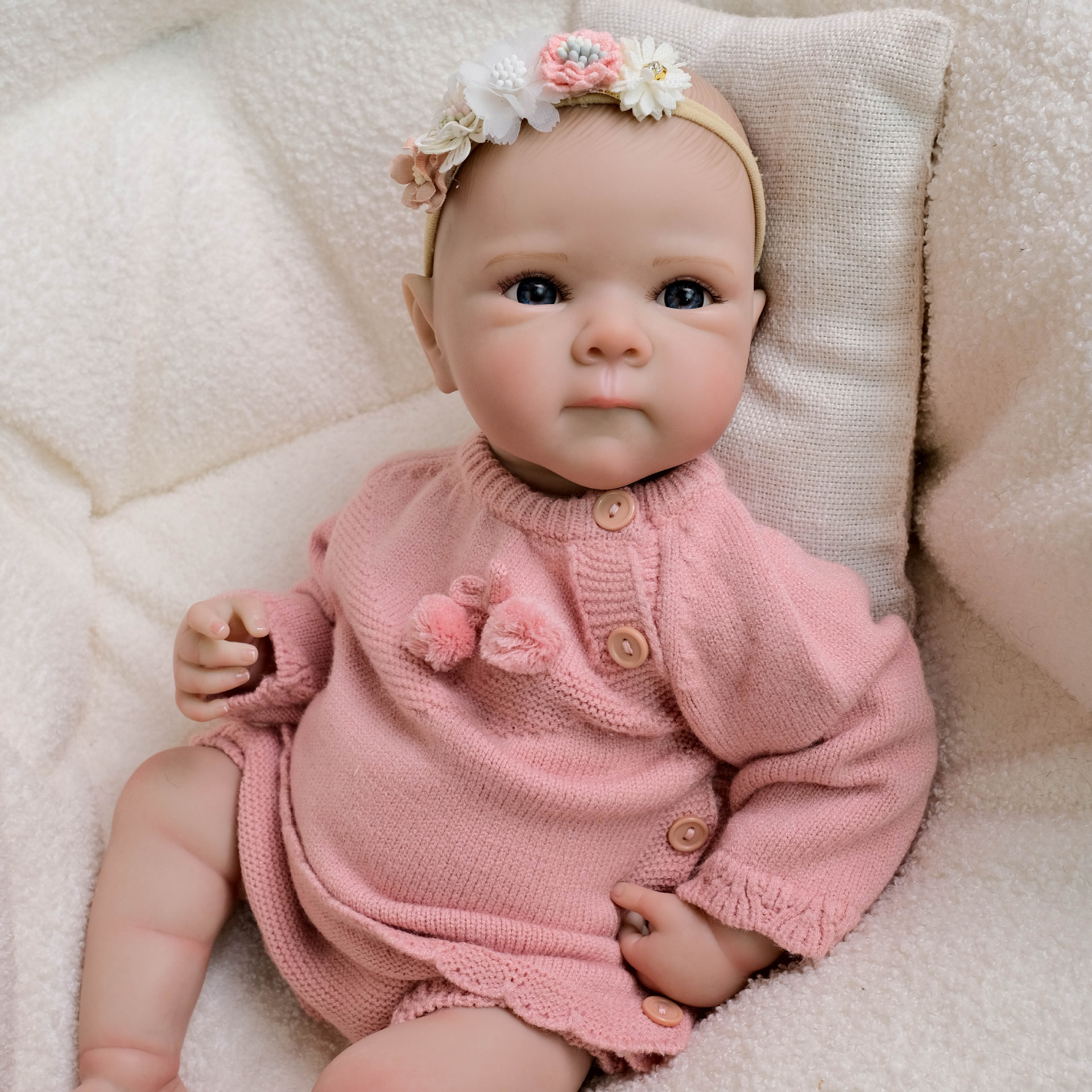Top de lana rosa de 19inch Bettie muñeco de simulación hecho a mano para dar regalos navideños a los niños