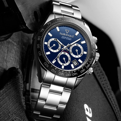 Mark Huafei watch men's Daytona three-eye round multi-functional sports waterproof fully automatic quartz watch