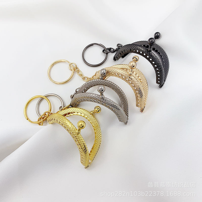 Llavero Metálico Semicircular de 5cm al por Mayor con 14/20 Agujeros, Accesorios para Monederos Hechos a Mano con Fieltro de Lana, Diseño a Cuadros.