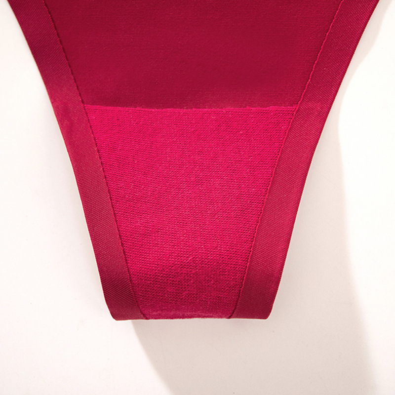 Transfronterizo de una pieza de seda de hielo brillante sin costuras Tanga sexy algodón entrepierna ropa interior deportiva fitness pantalones en forma de T